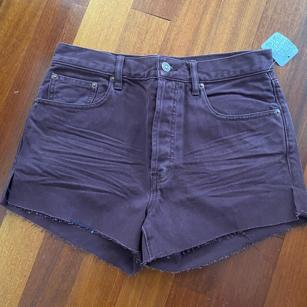 WITH TAGS, NEVER WORN. Women's Purple Maroon Denim Shorts from Free People